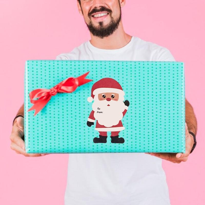 10PCS Christmas Label Individual-Adhesive Wrapping Label Christmas Name Transfers for Envelopes Box Cards Christmas Decoration