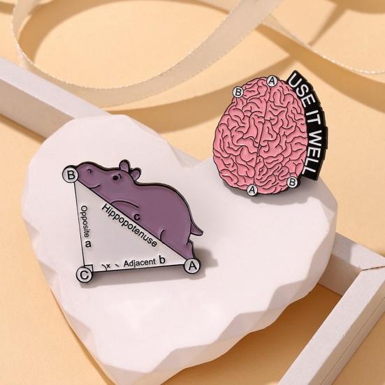 Geometric Formula Enamel Pin Color Paint Cartoon Animal Lapel Badge Decoration