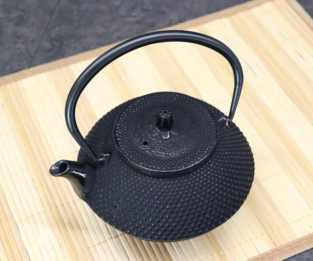Asahi Made in Japan Nanbu Iron Teapot, Round Arare, 0.3L (with Tea Strainer, Enameled Interior)