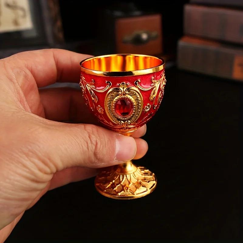 Calice Medievale Vintage Graal Sacro in Metallo Inciso a Mano Bicchiere da Vino Stile Europeo Bar di Casa Bicchieri Sala da Pranzo e Decorazione per la Casa