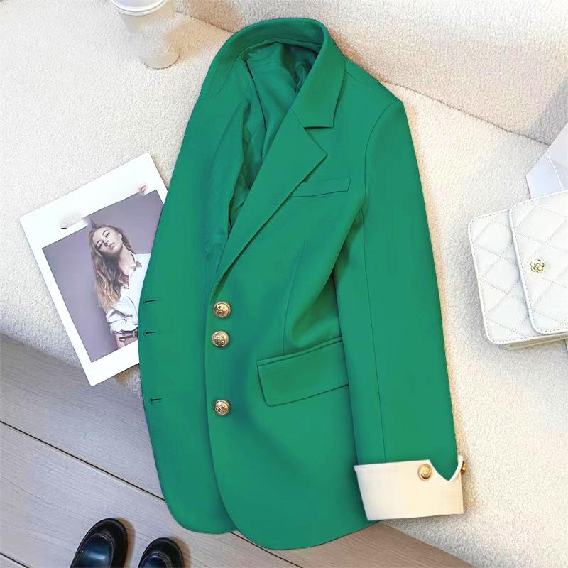Spring Autumn Elegant Women's Blazer Coat Stand Up Collar Long Sleeve Female Coats Loose Office Lady Outwear