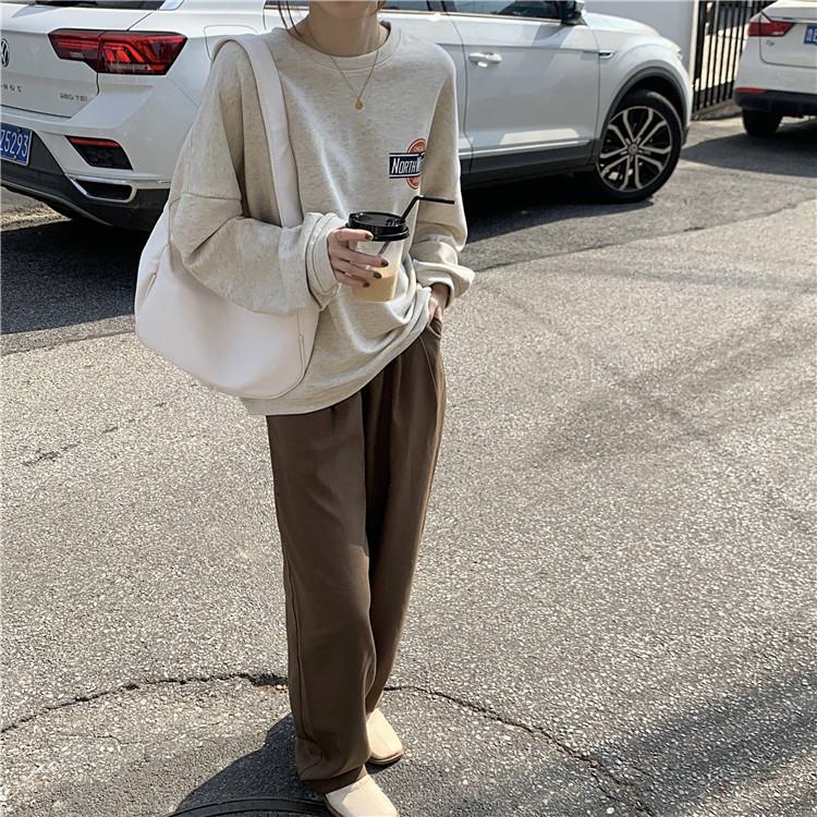 Dámské pulovry s dlouhým rukávem O Neck Volné Dámské topy Jednobarevné mikiny