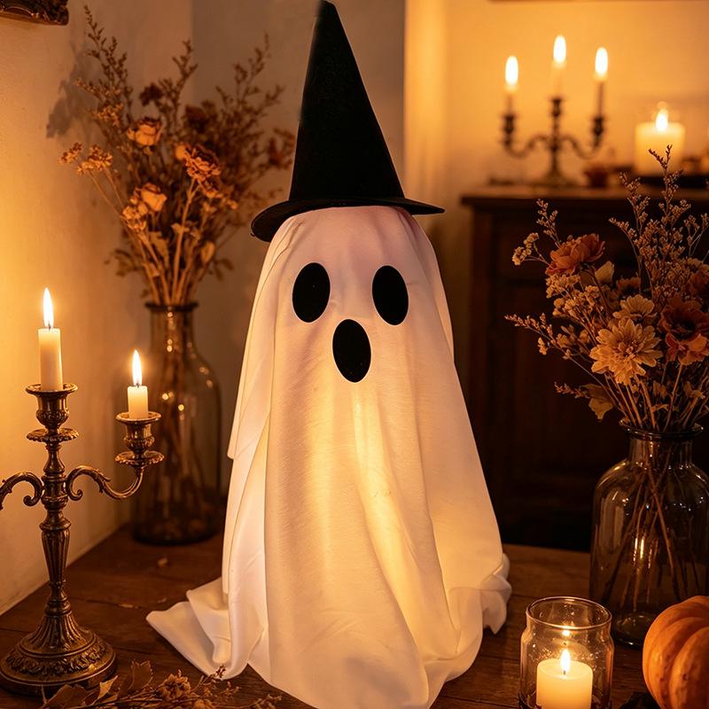 Halloween Glowing Ghost Decorations, Party Props for Tabletop, Haunted House Bar Décor, LED Light Skeleton Ghost, Home Party Atmosphere Lights