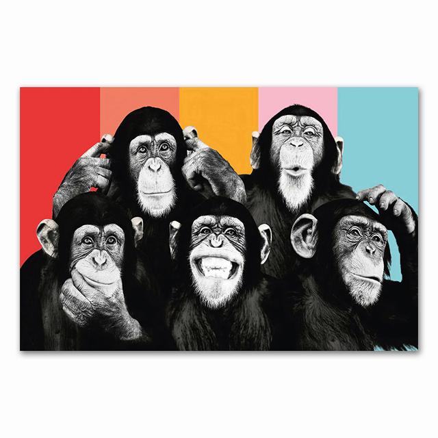 Graffiti Cute Monkey Canvas Painting Colorful Printed Poster and Prints Painting Wall Pictures For Living Room Home Decorations No Frame