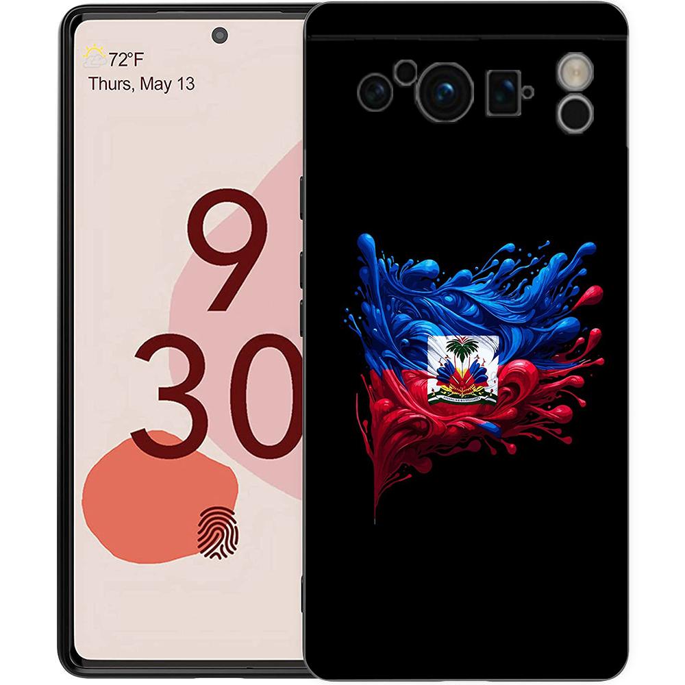 

Luxury Phone Case For Google Pixel 10 9 8 9A 8A 7 7A 6 Pro XL 6A 5G Black Soft Back TPU Cover shipping Haiti Flag Pixel 10