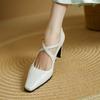 Fashion 2025 New Retro Style Women Pumps High Heels Mary Janes Shoes Woman Spring Genuine Leather Square Toe Casual Lady Party Shoes