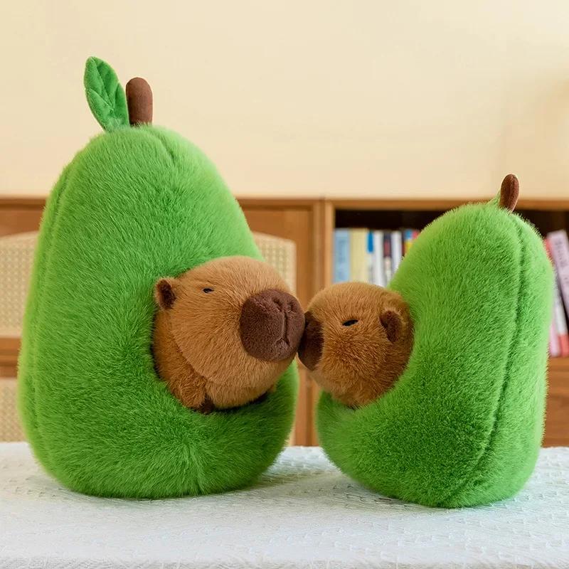 35cm Hut Plush Capibala Doll Soft Animal Avocado Mouse Plush Toys Avocado Doll Children's and Girls' Gift Capybara Pillow