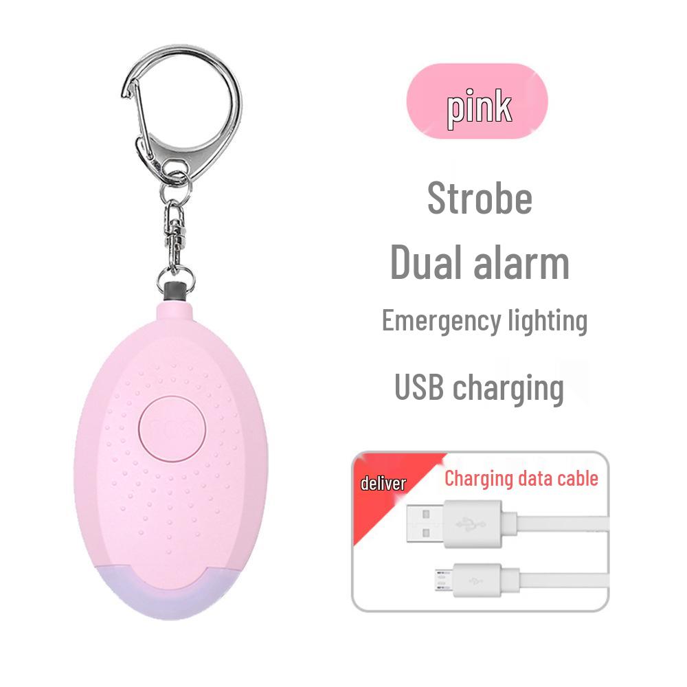 LED Rechargeable Personal Outdoor Alarm with Night Warning Light for Child Self-Defense