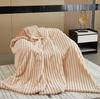 Solid Colour Three-dimensional Stripes Drawstring Rabbit Hair Cover Blanket Winter Soft Warm Double Layer Thickening Cover Blanket