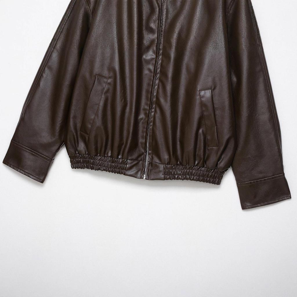 Europäische & Amerikanische Damen Kunstleder Fliegerjacke