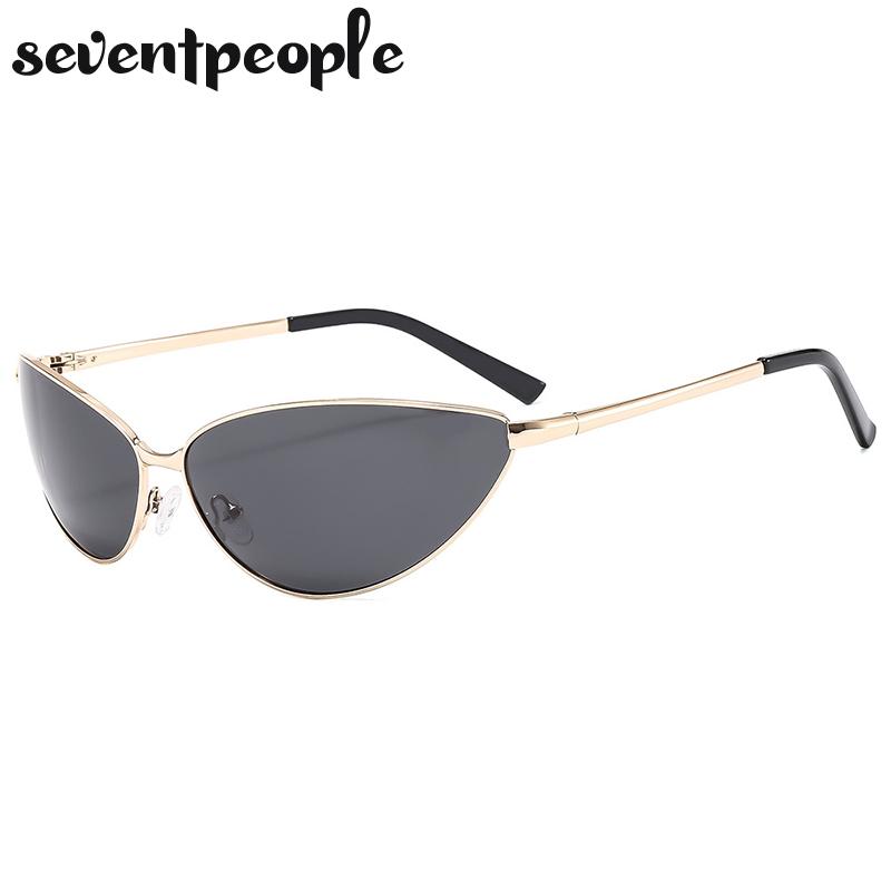 Polarized Cat Eye Y2K Sunglasses Men Women Luxury Brand Designer Fashion Small Oval Metal Frame Sun Glasses Vintage Eyewear