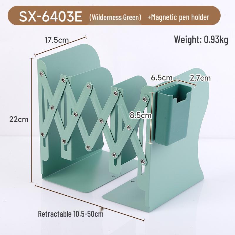 Magnetic Retractable Book Stand with Pen Holder - Desktop Bookcase Divider and Folding Fixer.
