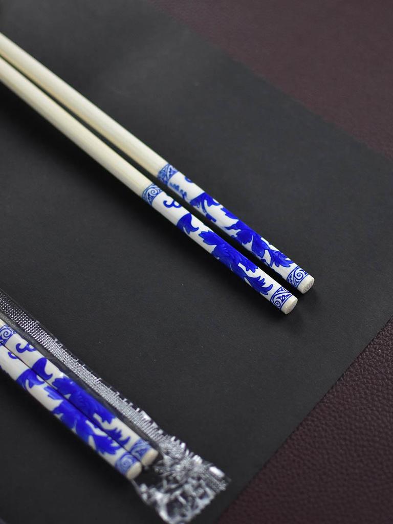 Sheng Rong Ya 24CM Individually Wrapped Blue-White Disposable Chopsticks for Fast Food, Hotel, Hot Pot, and Takeaway