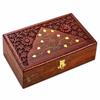 Wooden Box | Jewellery Box| Decorative Case| Kit| Vanity| Organiser For Women, Necklaces, cash, gold (8X5 Inches, Crown Natural)