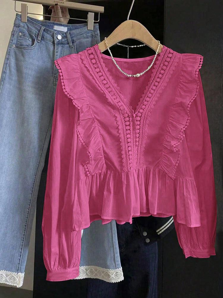 Spring/Summer 2026 Women's Elegant Puff Sleeve Ruffle Blouse