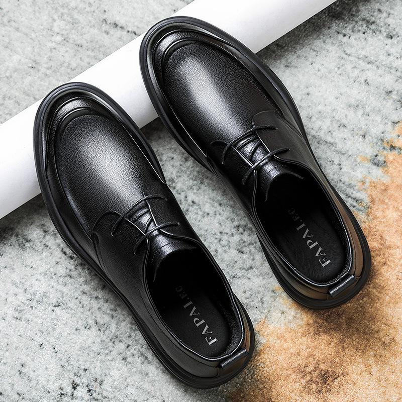 2025 New Large Size Leather Shoes Business Dress Men's Leather Shoes High-end Black Derby Shoes Men's Trend Versatile