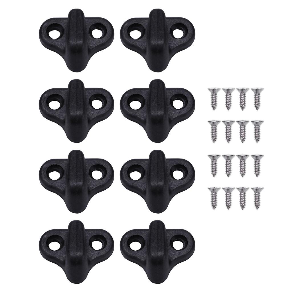 8PCS Nylon Kayak Lashing J Shape Hooks with Flat Head Screws Black Kayak Hooks Replacement for Boating Accessories