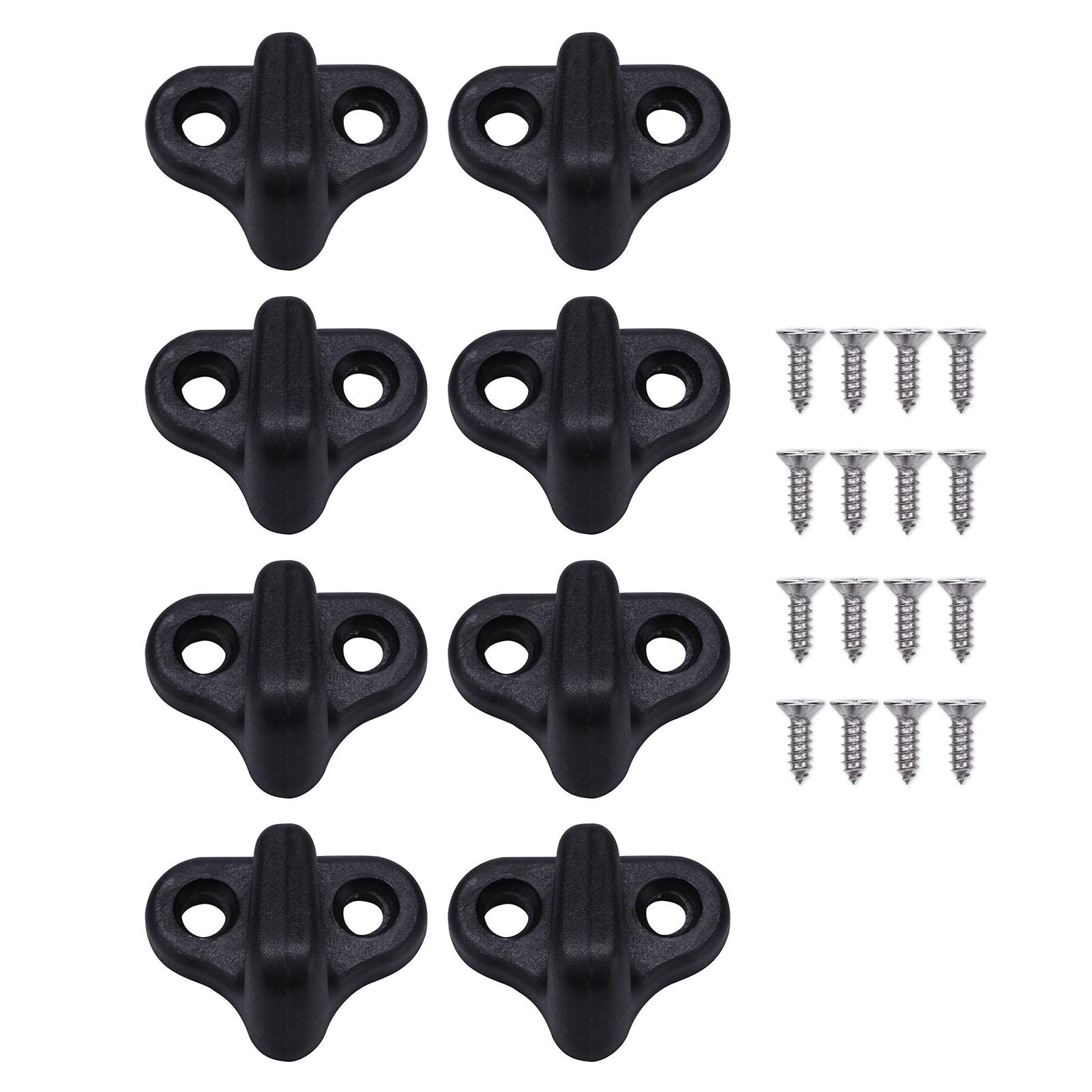 Tomtop Jms Black 8Pcs Nylon Kayak Lashing J Shape Hooks With Flat Head Screws Kayak Hooks Replacement For Boating Accessories