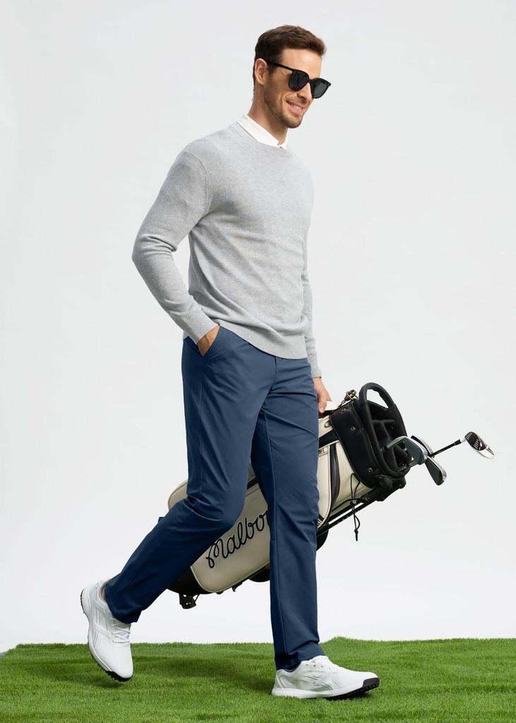 2026 Men's Mid-Waist Stretch Golf Pants - Quick-Drying, Lightweight, Plus Size, Straight Leg, Solid Color
