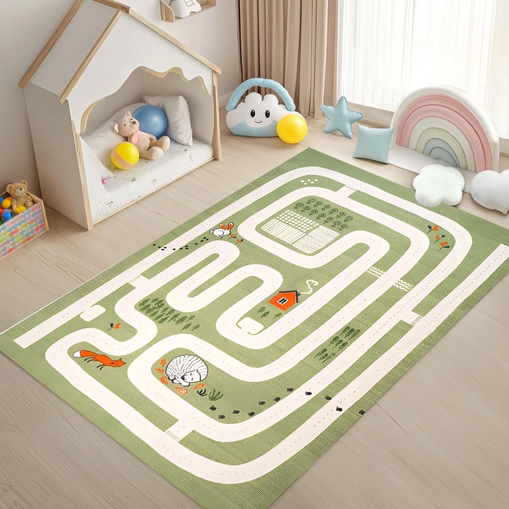 Cartoon Runway Carpet Parking Lot Road Game Floor Mat Household Non-Slip Dirt Resistant and Easy To Manage Foot Mat