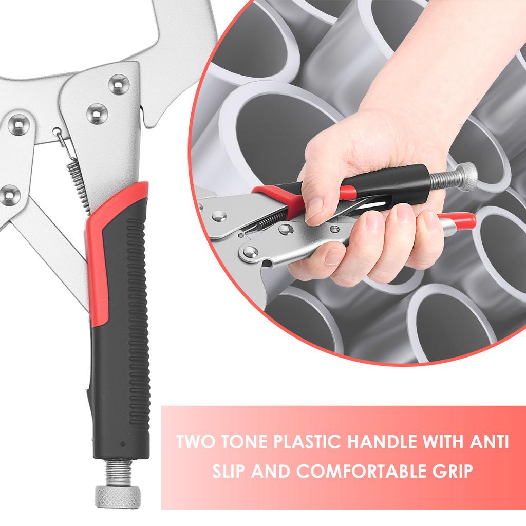 Multi Purpose C-type Clamp Lock Pliers with Adjustable Welding Pipe Pliers Stable Labor-saving and Ergonomic Grip