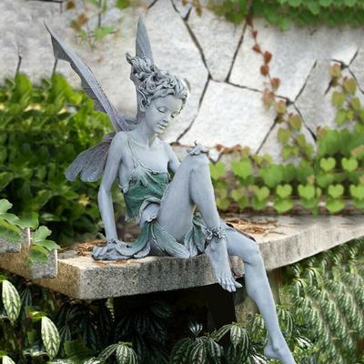 Květinová víla Socha Zahrada Krajinářství Dvůr Art Ornament Pryskyřice Turek Sedící socha Venkovní figurky andělů Řemeslná dekorace