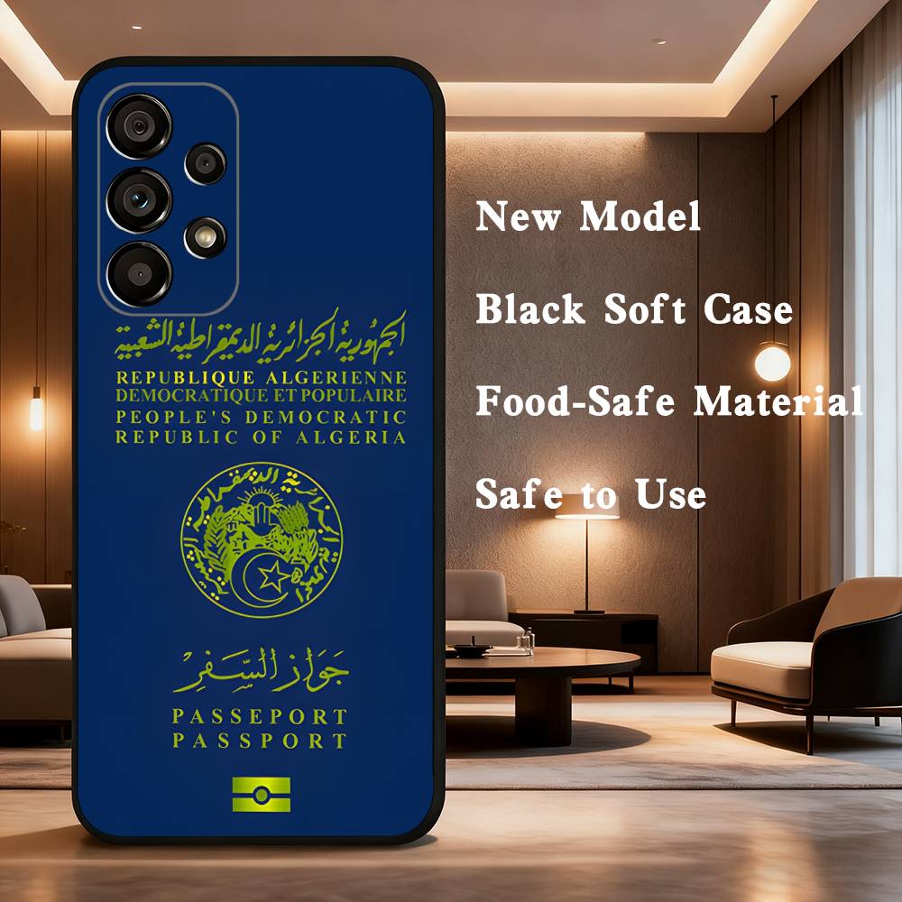

Algerian Passport Phone Case For Samsung Galaxy A73,31,32,72,41,53,52,71,22,5G,Note,J7,8,9 Soft Black Cover SamsungA12