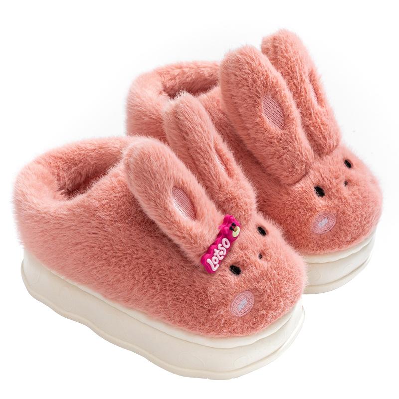 Dziecięce bawełniane buty dziewczynka dziecko torba obcas jesień i zima dziewczynka uroczy królik do domu antypoślizgowe maluch dzieci pluszowe bawełniane kapcie