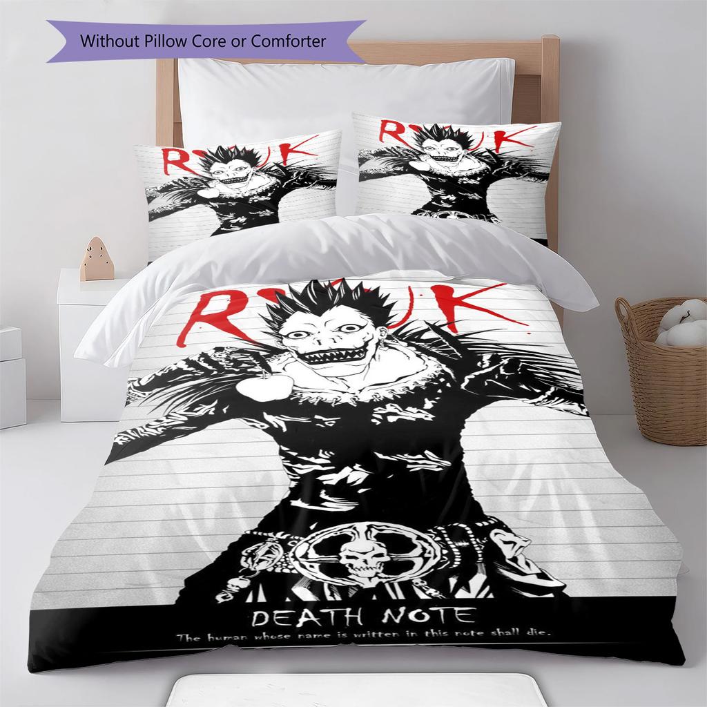 Ryuk Death Note Pattern Bedding Set Quilt Cover Pillowcase Home Decor Gift (1 * duvet cover + 2 * pillowcase, without core)