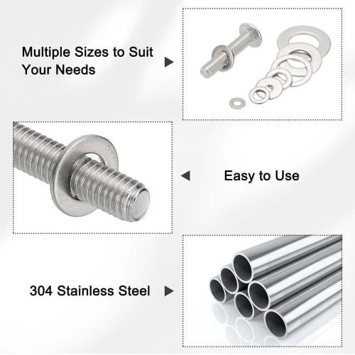 PATIKIL M5 X 10mm X 1mm Stainless Steel Flat Washers, 100 Pieces, Round Metal Washers, Small Spacers for Screws, Bolts, and Nuts, Assortment