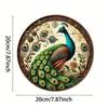 Vintage Peacock Wall Art Decor Blue Green Metal Painting Elegant Home Gift
