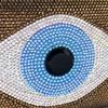 Boutique De FGG Evil Eye Women Rhinestone Evening Handbag Brown Crystal Clutch Bag Prom Party Box Metal Clutch Purse, Mini