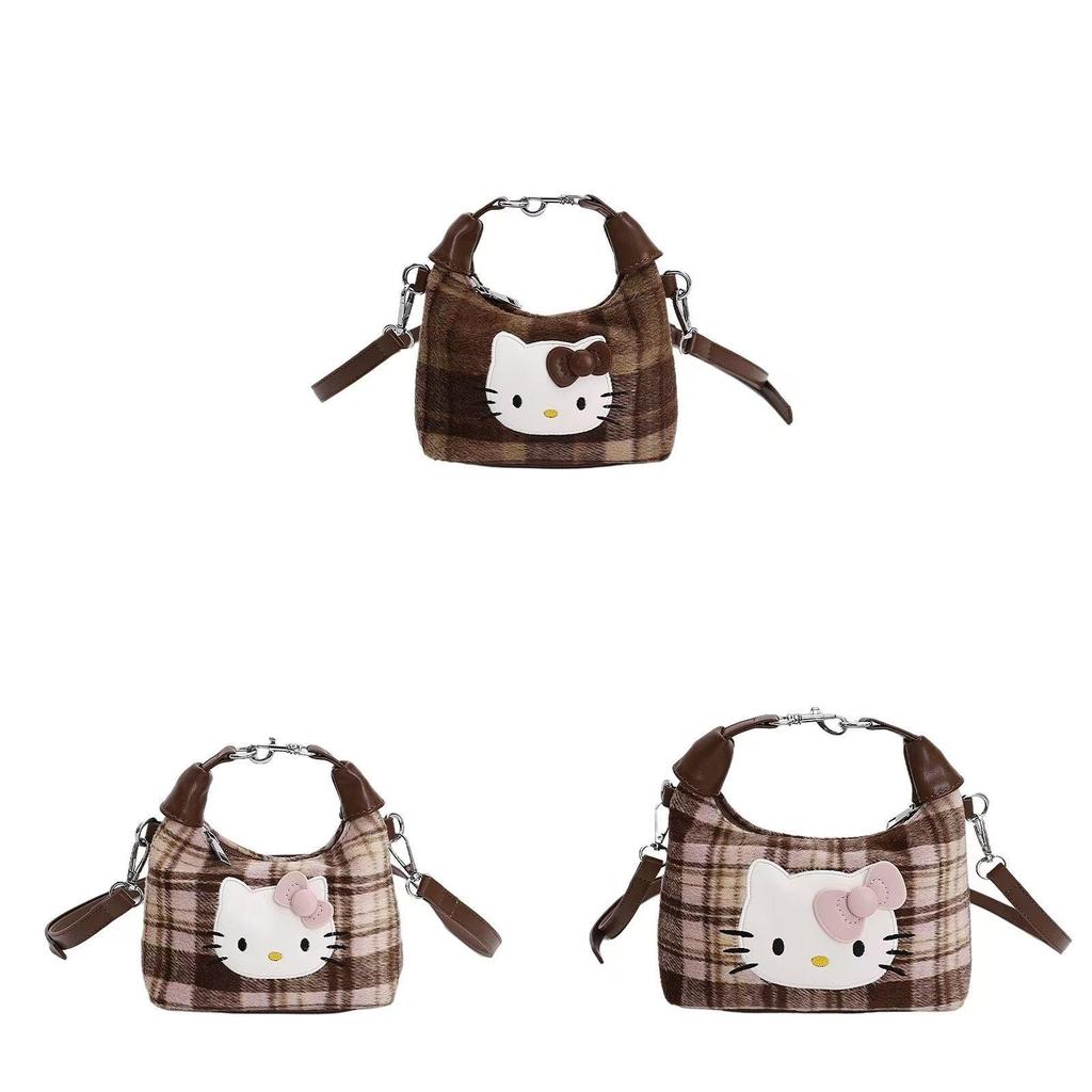 Style Hello Kitty Crossbody Bag For Women And Men With Plaid Pattern And Pusoft Material