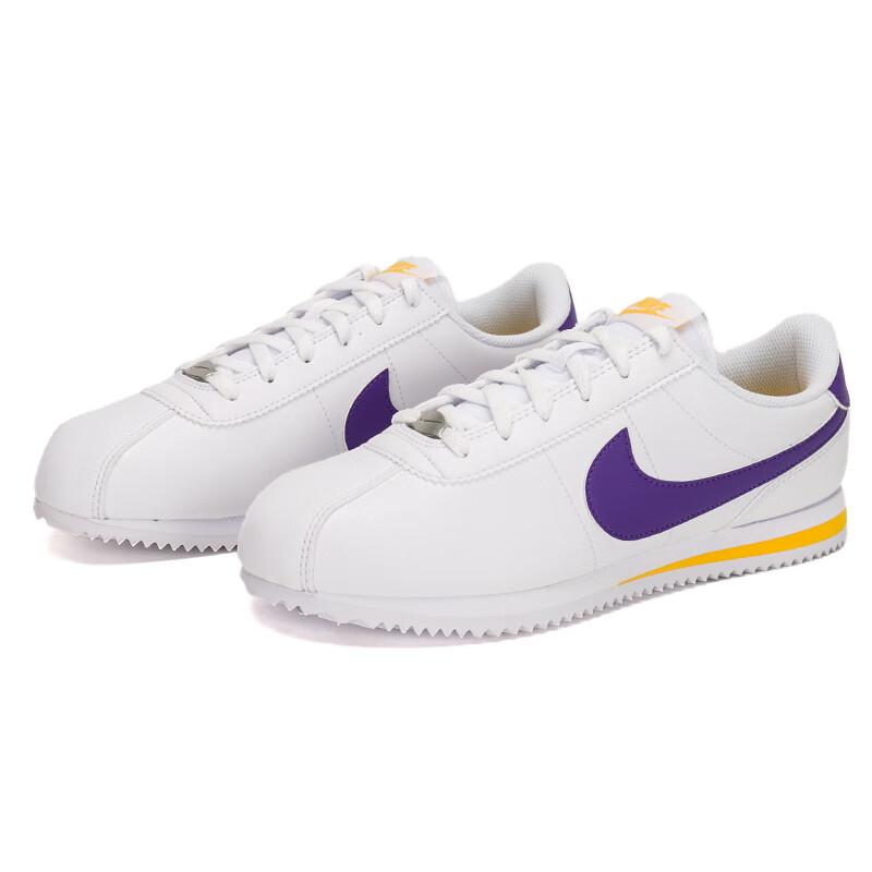 Nike Cortez Abrasion Resistant Low Top Kids Lifestyle Shoes White Purple Sneakers DM0950-105