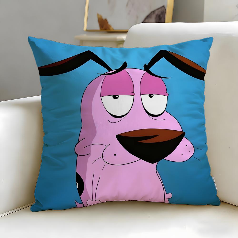 Cartoon Courage the Cowardly Dog Cushion Cover Soft & Easy-Wash Pillow Case – Versatile for Couch, Bed, Travel and Office
