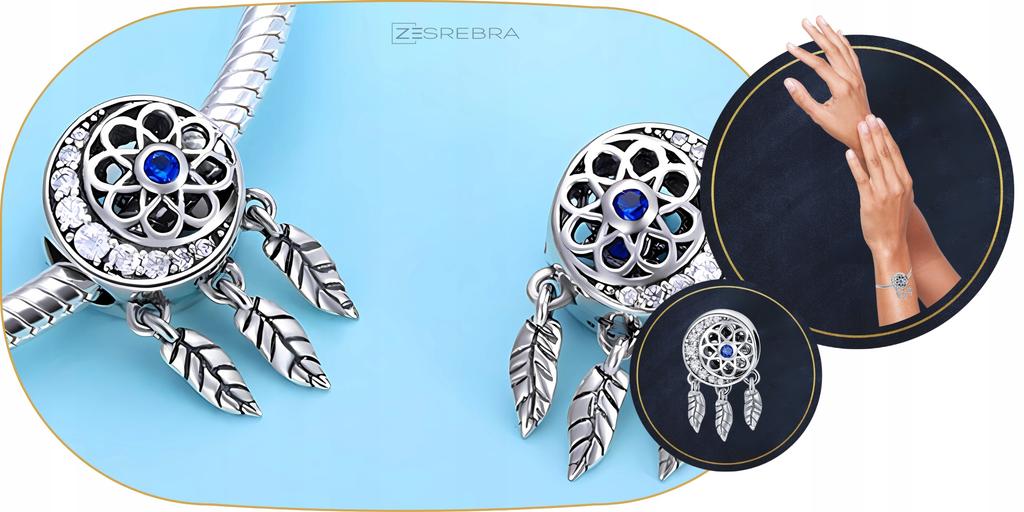 Dreamcatcher Charms 925 Bead Feather Moon Charms Pr S925