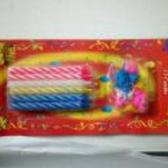Spiral Birthday Candles Set: 24 Small Threaded Candles with Holders for Cake Celebrations