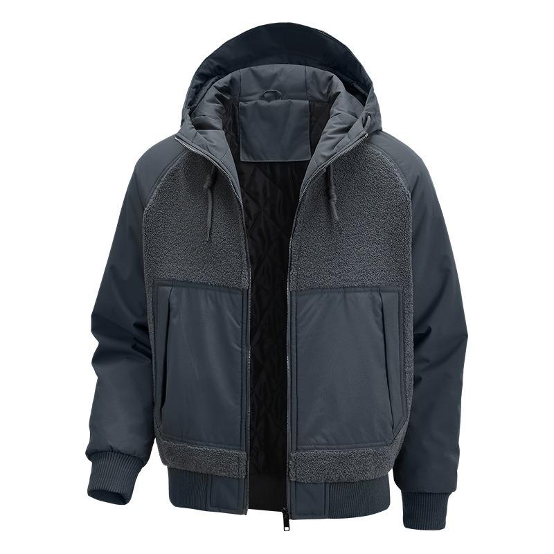 European size men s jacket lamb wool winter clothing warm thickened lapel men s clothing loose top coat M (European code)