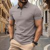 Herren Sommer Kurzarm Poloshirt mit Reißverschluss vorne Lässig Umlegekragen Leicht Atmungsaktives Oberteil