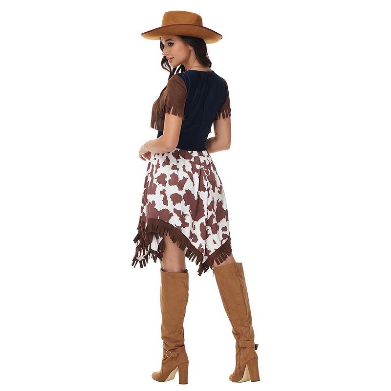 Cosplay Erwachsener Weiblich Westlicher Cowboy Kostüm Halloween Cosplay Maskenball Cosplay Show Kleid