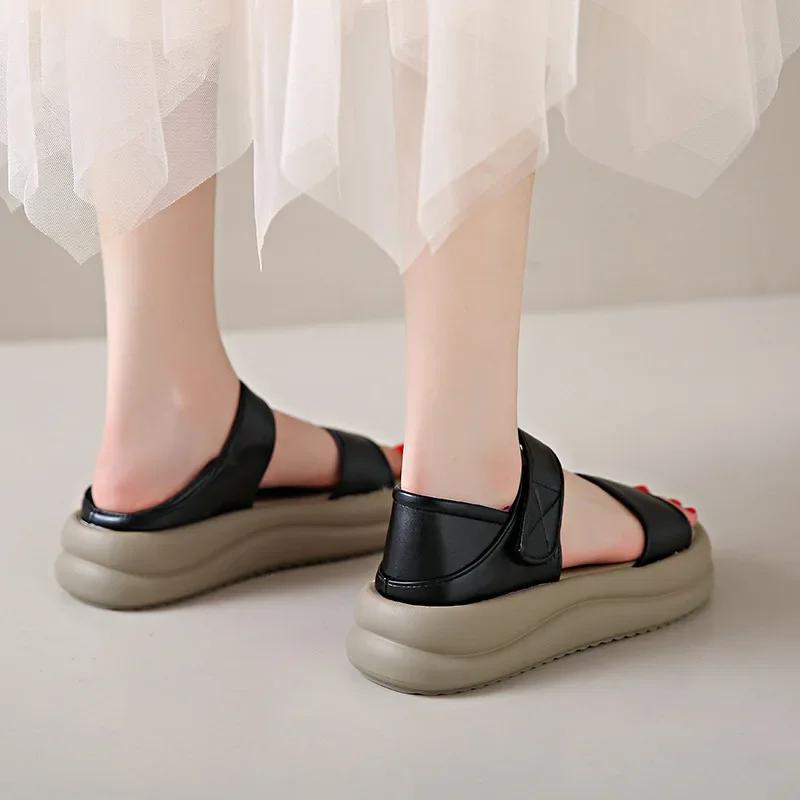 Fashion 2025 Summer New Retro Fashion Round Head Open Toe Sexy Thick Bottom Simple and Versatile Comfortable Casual Women's Sandals