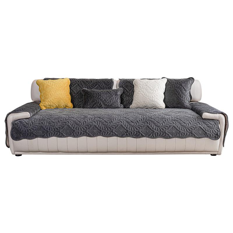 Simple New Milk Fleece Sofa Cushion Winter Plush Thickened Warm Non-Slip Seat Cushion Leather Sofa Cover Cloth Towel