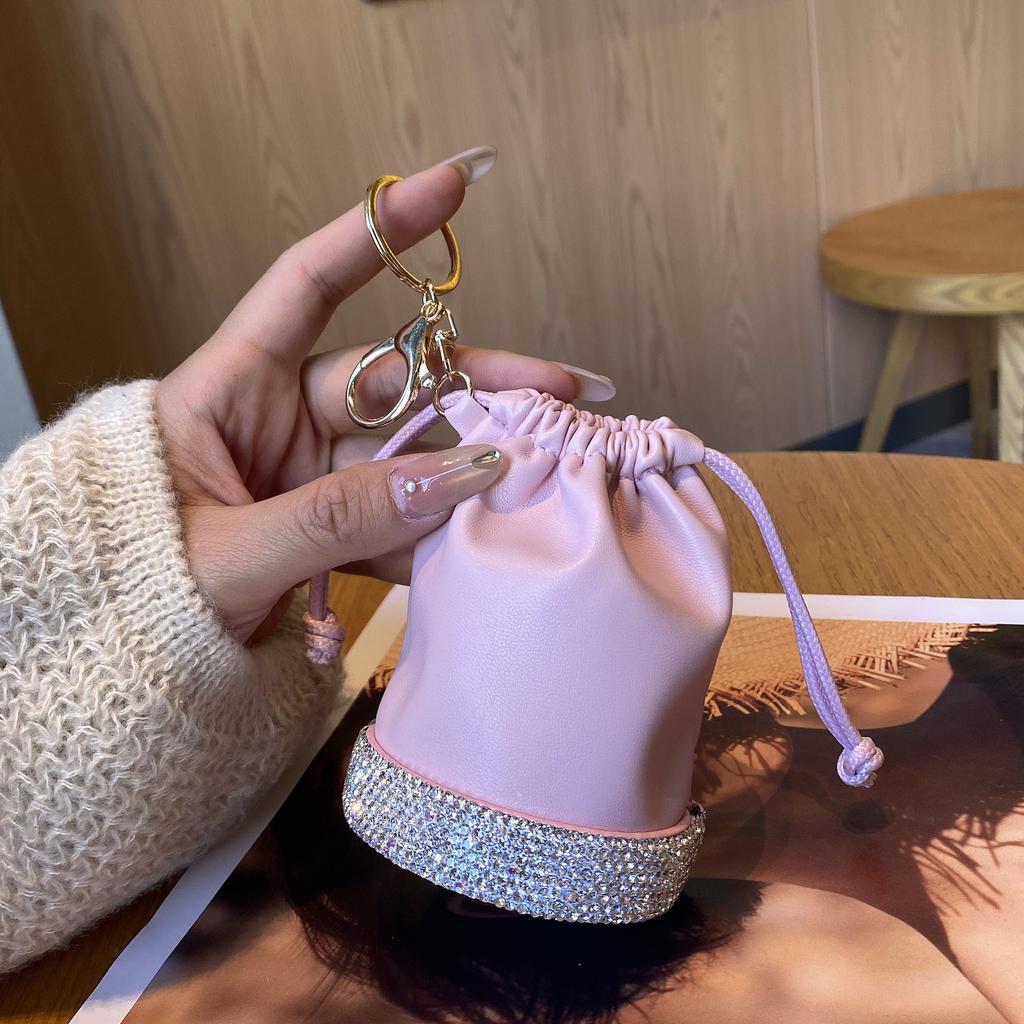 Japanese simple portable drawstring bucket bag women's lightweight portable bucket bag casual nylon change bag small bag pendant