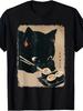Unisex T-shirt Kawaii Anime Cat Eating Sushi T-Shirt - Japanese Sushi Roll Design Lightweight Breathable Retro Roun