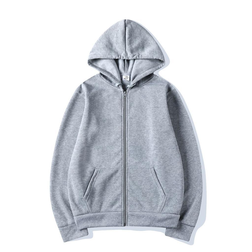 Felpa con cappuccio e zip tinta unita unisex Top sportivo casual
