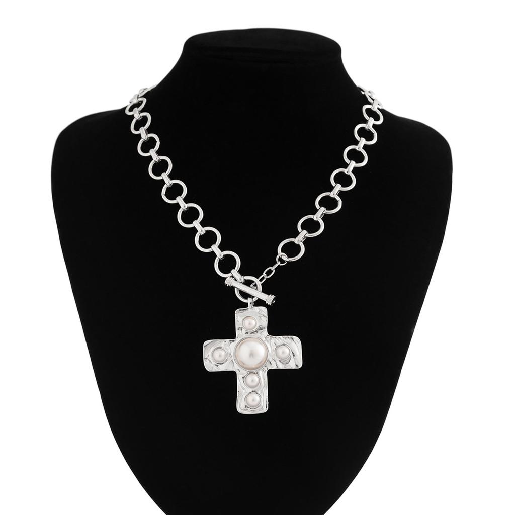 Eleagnt Hammered Crosses Necklace Stylish Chunky Crosses Necklace in Hammered Designs Women's Neck Chain Jewelry