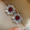 Silver Color Flower Stud Earrings for Women Luxury Inlay Dazzling CZ Stone Fashion Versatile Female Jewelry Drop Shipping