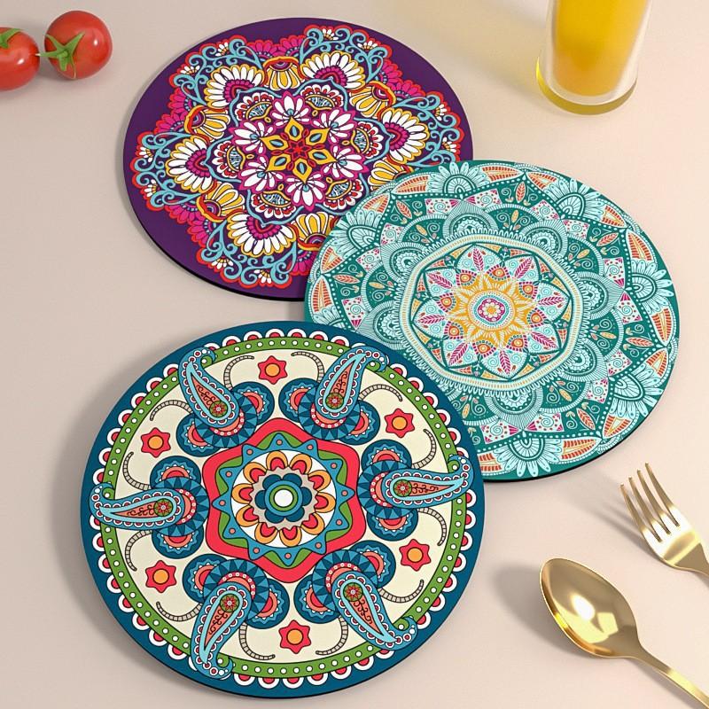 Anti-scalding Insulation Pad Bohemia Coaster Custom Absorbent Dinner Plate Mats Non-slip Tea Pads Placemat Kitchen Tableware