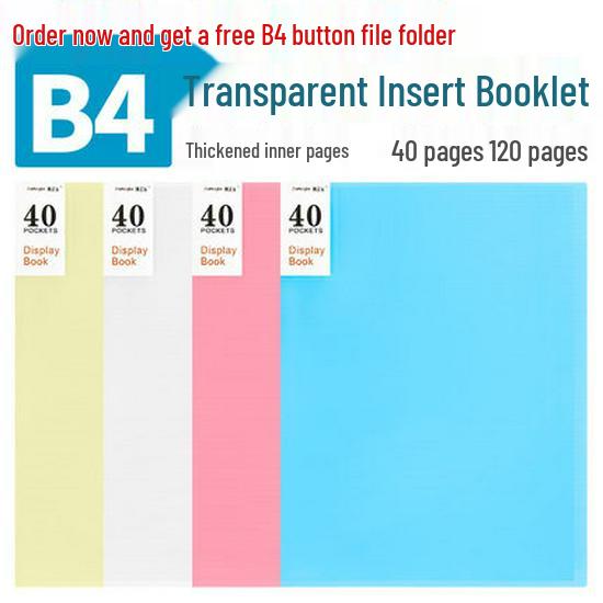 

B4 Drawing Storage Binder - Insertable 40/20 Sheet Capacity 20-page solid blue
