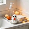 Whimsical Gnome Decor Ghost Drinking Coffee Figurine, Cute White Holding Orange Mug Statue, Spooky Charming Desktop Figurine Set Halloween Bar